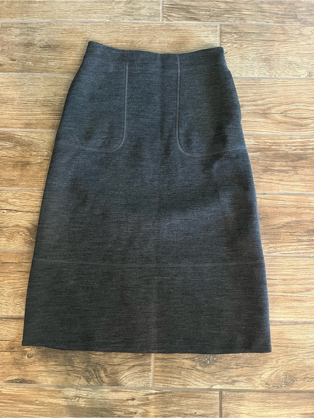 Jil Sander Charcoal Gray Wool midi a line skirt